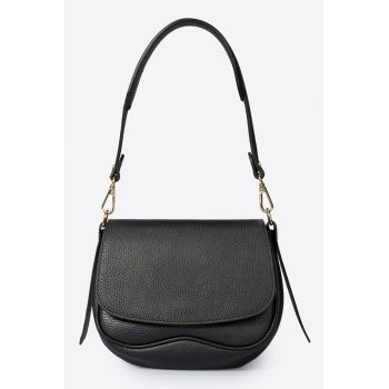 Geanta crossbody de piele cu clapa