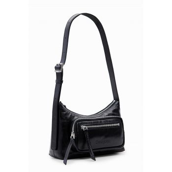 Geanta crossbody de piele cu logo discret