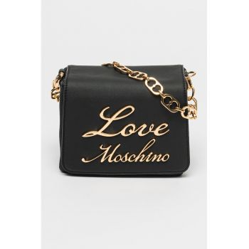 Geanta crossbody de piele ecologica cu logo metalic