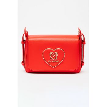 Geanta crossbody de piele ecologica cu logo metalic