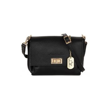 Geanta crossbody din piele cu accesoriu logo