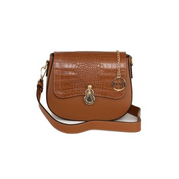 Geanta crossbody din piele cu segment cu aspect de piele de crocodil