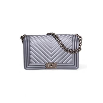 Geanta crossbody matlasata cu maner din lant