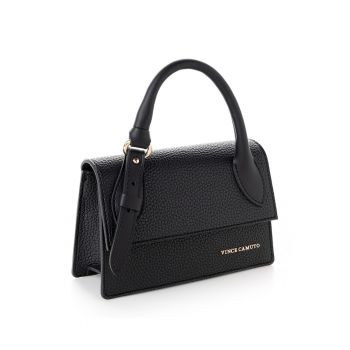 Geanta de piele ecologica cu bareta detasabila si maner - Negru