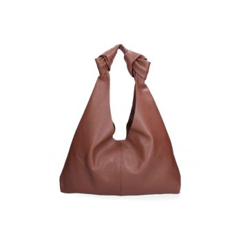 Geanta din piele cu bareta de umar si etui cu fermoar