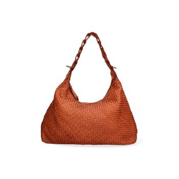 Geanta shopper de piele cu aspect tesut