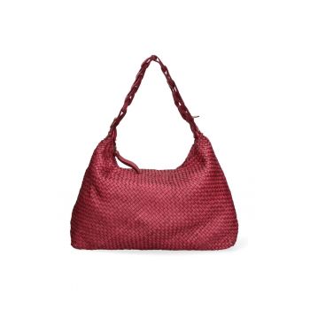 Geanta shopper de piele cu aspect tesut