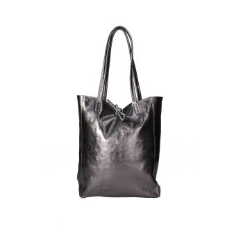 Geanta shopper din piele cu model uni
