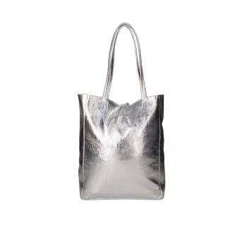 Geanta shopper din piele cu model uni