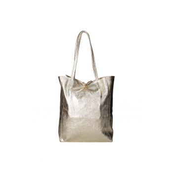Geanta shopper din piele cu model uni