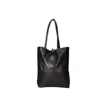 Geanta shopper din piele cu model uni