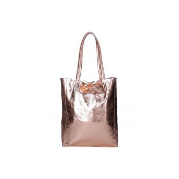 Geanta shopper din piele cu model uni