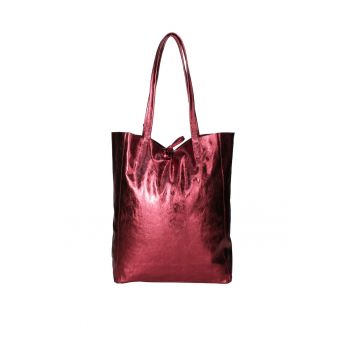 Geanta shopper din piele cu model uni