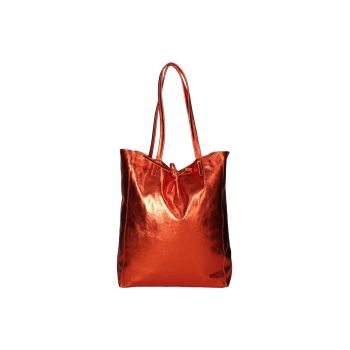 Geanta shopper din piele cu model uni