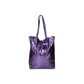 Geanta shopper din piele cu model uni