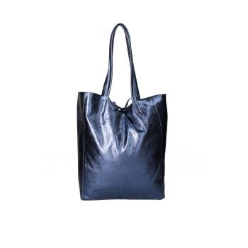 Geanta shopper din piele cu model uni