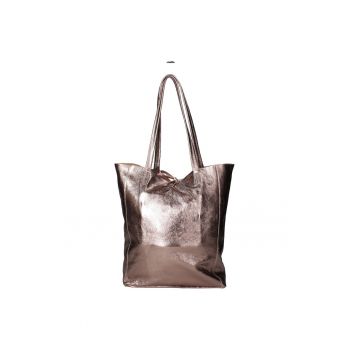 Geanta shopper din piele cu model uni