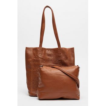 Set de etui si geanta tote de piele ecologica cu decupaj