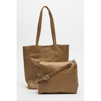 Set de etui si geanta tote de piele ecologica cu decupaj