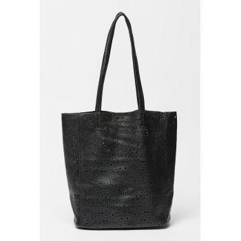 Set de etui si geanta tote de piele ecologica cu decupaj