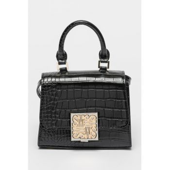 Geanta crossbody cu aspect de piele de crocodil Bjanae