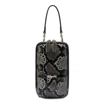 Geanta crossbody de piele cu aspect de piele de sarpe pentru telefonul mobil