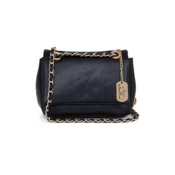 Geanta crossbody de piele cu bareta din lant
