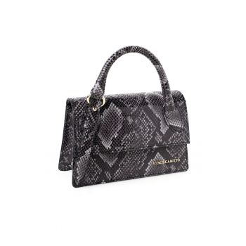 Geanta crossbody de piele ecologica cu animal print - Negru/Alb murdar