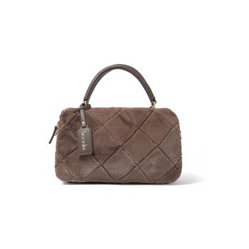Geanta crossbody din piele ecologica cu garnituri din blana sintetica