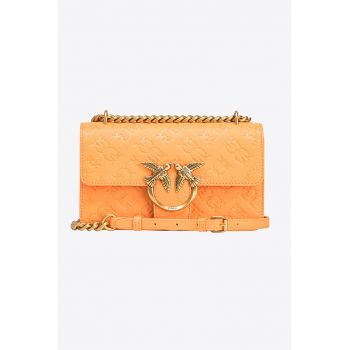 Geanta crossbody mica de piele cu logo Love