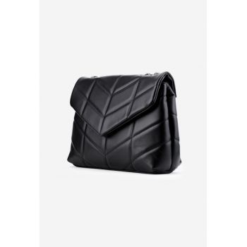 Geanta dama din piele neagra cu aspect matlasat