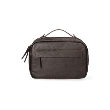 Geanta de piele unisex texturata cu bareta de umar 25599