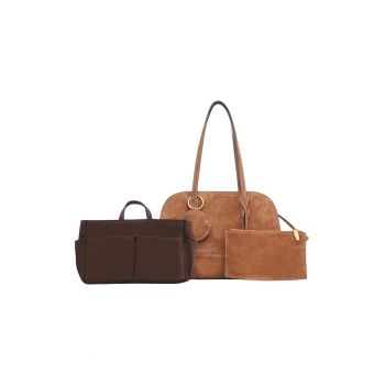 Geanta duffle de piele intoarsa cu etui detasabil