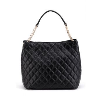 Geanta neagra din piele cu aspect matlasat