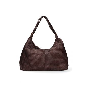 Geanta shopper de piele cu aspect tesut