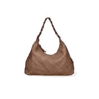 Geanta shopper de piele cu aspect tesut