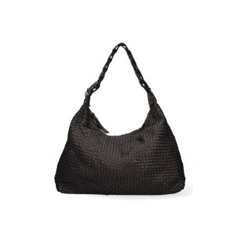 Geanta shopper de piele cu aspect tesut