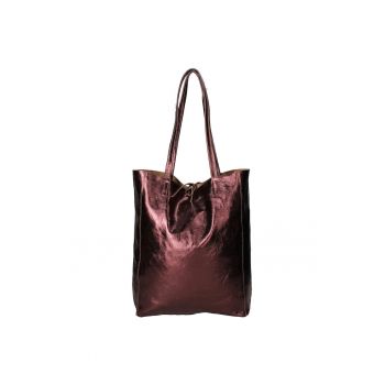 Geanta shopper din piele cu model uni