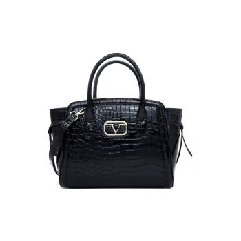 Geanta tote de piele ecologica cu aspect de piele de crocodil