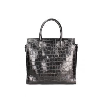 Geanta tote din piele cu aspect de piele de crocodil