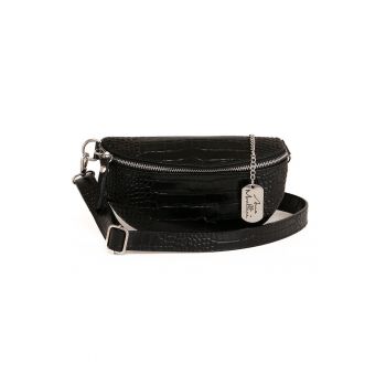 Borseta din piele cu aspect de piele de crocodil