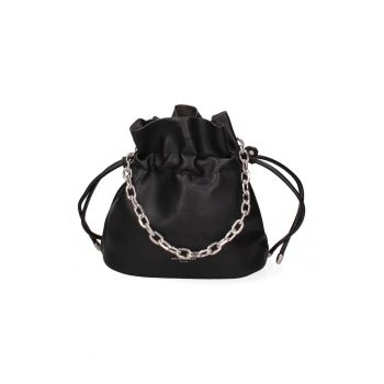 Geanta bucket de piele ecologica cu bareta lant