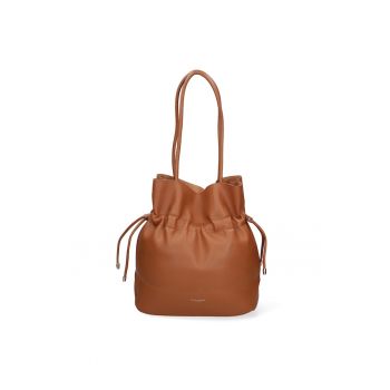 Geanta bucket de piele ecologica cu snururi