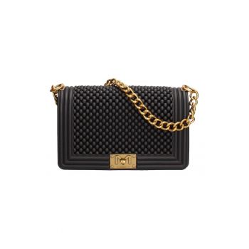 Geanta crossbody cu clapa si aspect cu margele