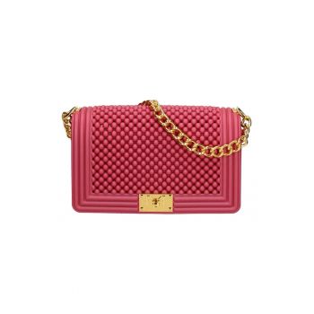 Geanta crossbody cu clapa si aspect cu margele