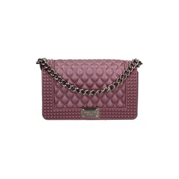 Geanta crossbody cu clapa si aspect matlasat