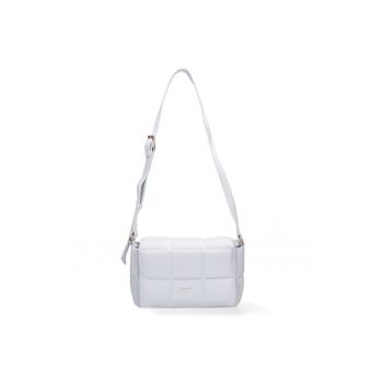 Geanta crossbody cu clapa si aspect matlasat