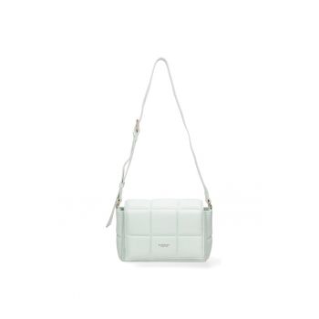 Geanta crossbody cu clapa si aspect matlasat