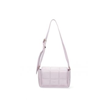 Geanta crossbody cu clapa si aspect matlasat