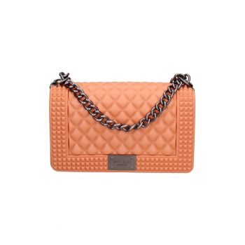 Geanta crossbody cu clapa si aspect matlasat